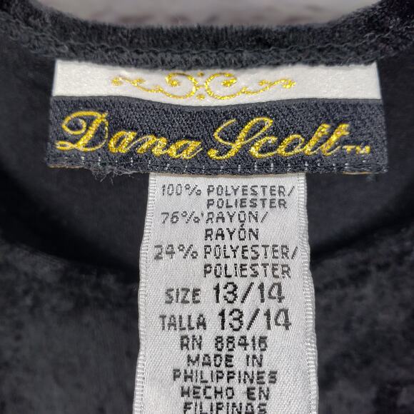 Dana Scott Vintage Black Velvet Dress Jacket Set Size 13/14 - Picture 6 of 12